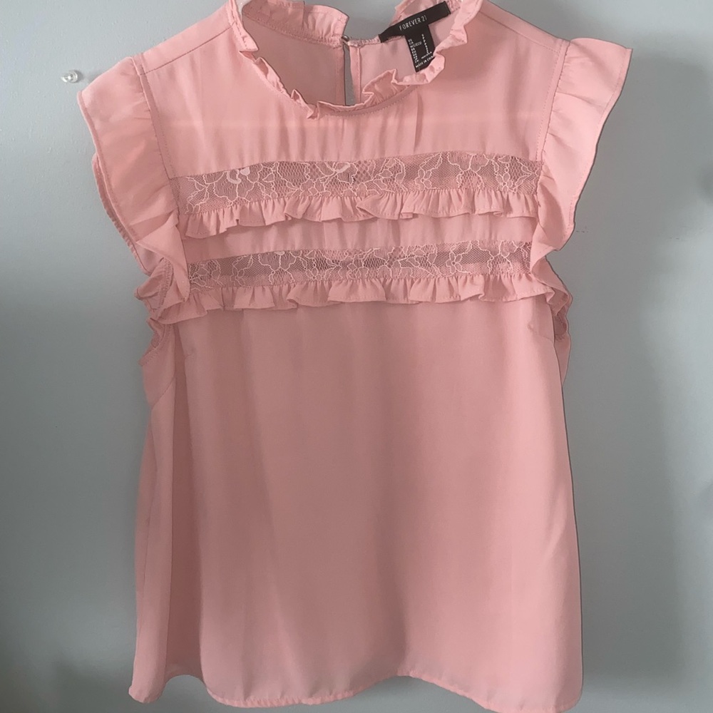 Work Tops - Pink Blouse, Green Long Sleeve Blouse
